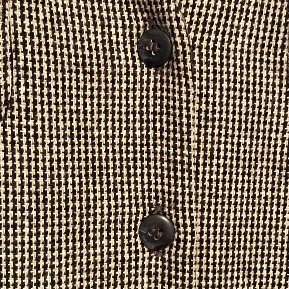 Joan Leslie Vintage Black & White Houndstooth Wool Button-Down Dress size 12 - Picture 5 of 12